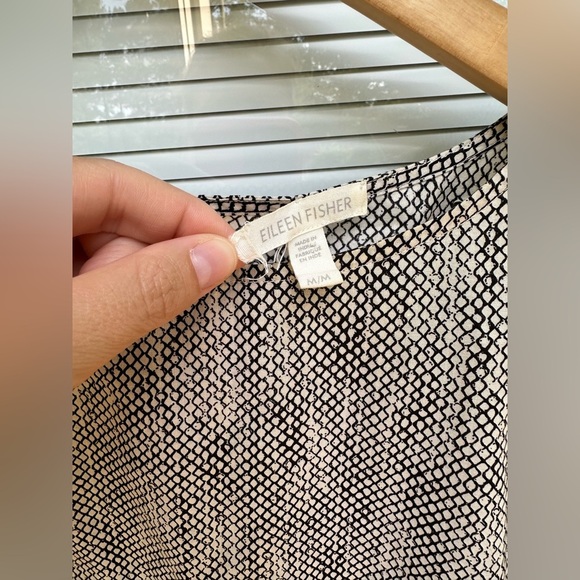 Eileen fisher medium organic cotton snake skin print cream black tunic dress - Picture 2 of 5